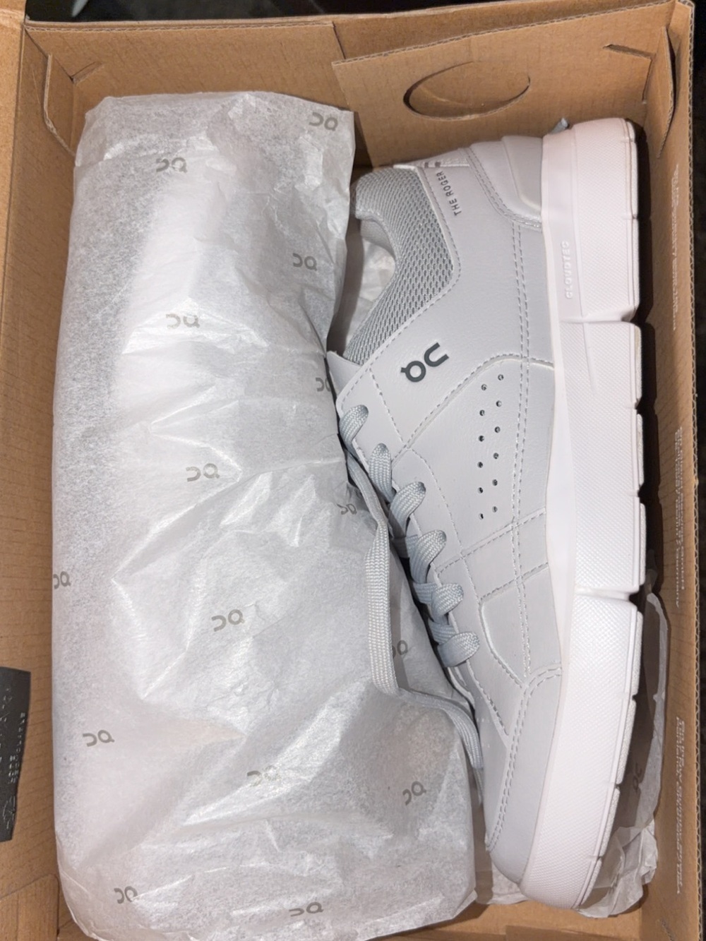 On Running Women’s Lace-Up Sneakers in Light Gray and White